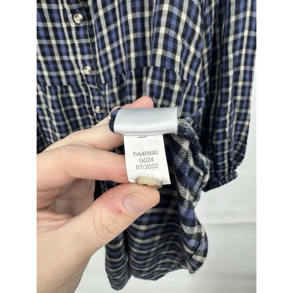 Lucky Brand Women's Size Medium Blue Plaid Button Up Tiered Peplum Tunic Western